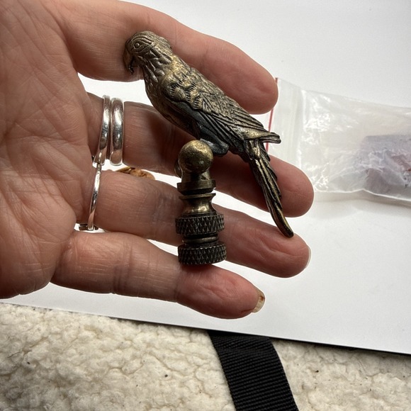 Other - Lamp Shade Finial Antique Brass 2-1/4" Small PARROT Parts Repairs Birds